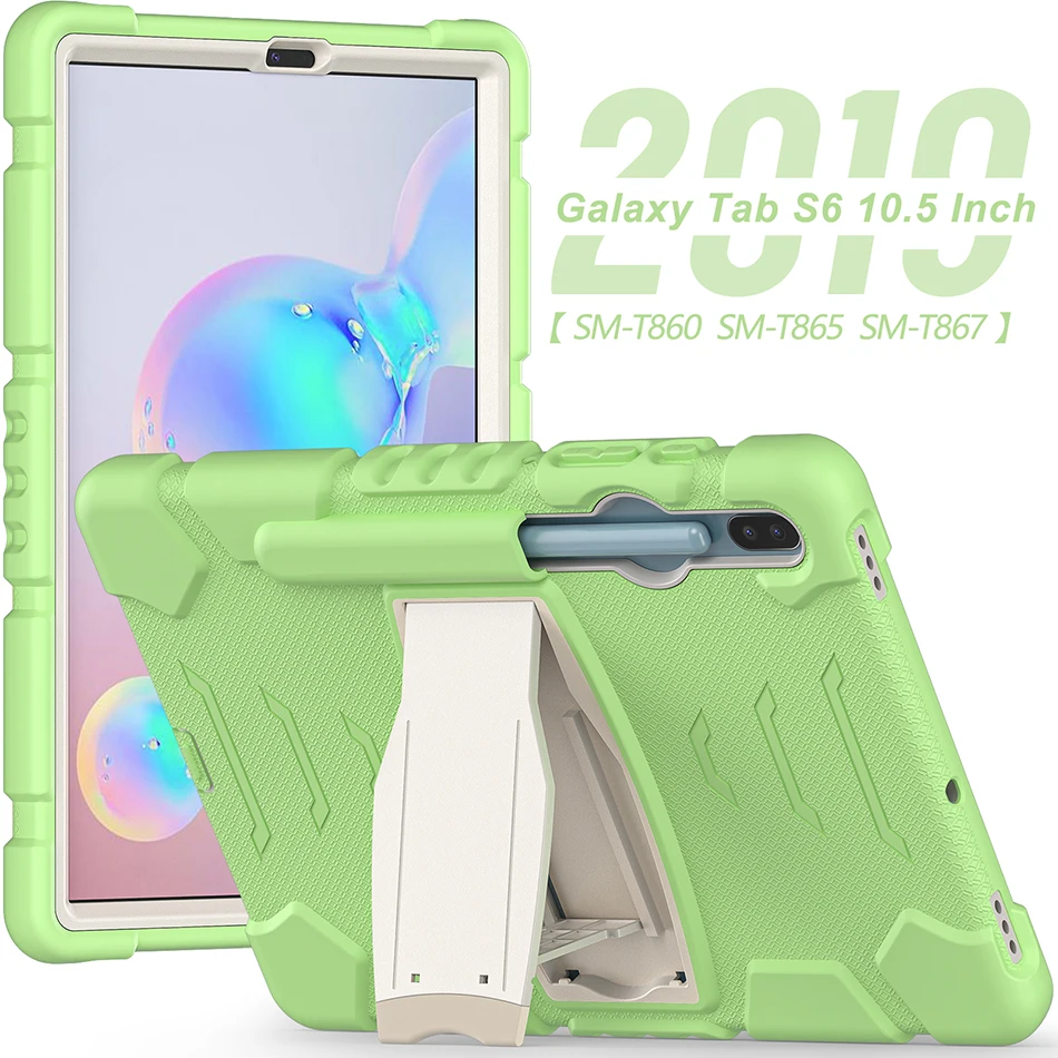 

Трехслойный противоударный защитный чехол для планшета Samsung Galaxy Tab S6 10,5, T860, T865, силиконовый чехол с подставкой и слотом для карандашей
