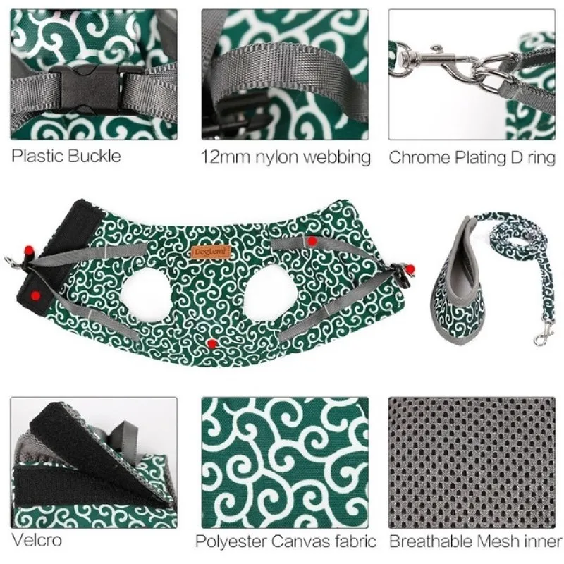 

Walking Escape Proof Cat Harness And Leash Printing Small Dog Vest Lead Set For Pet Personalized Collar Antiescape Accessories