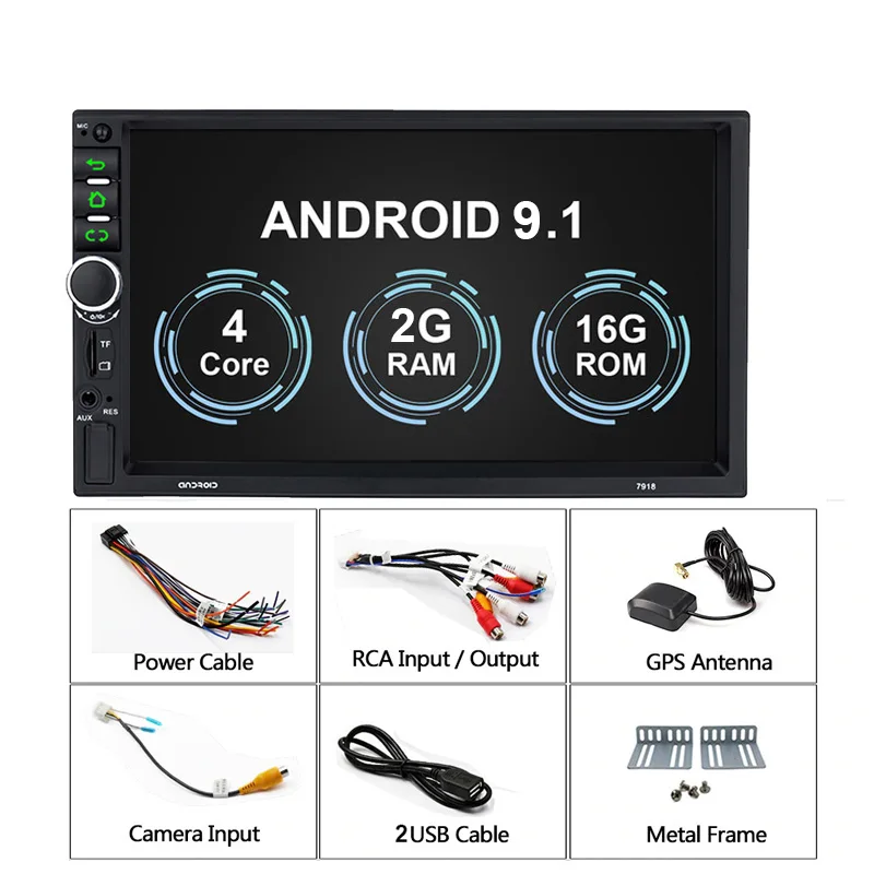 2 Din Android 9,1 автомобильный Радио Стерео gps навигация аудио MP5 плеер 7 ''Универсальный Автомобильный мультимедийный плеер WiFi Bluetooth FM USB - Цвет: 2 16G NoCamera