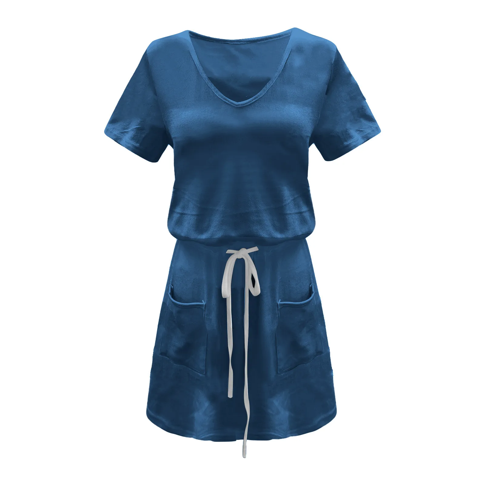 

Women's Dress Short Sleeve Solid Color Elastic Loose Comfy Dress 2021 Vestidos De Verano