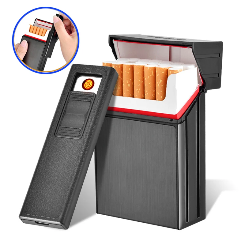 Водонепроницаемый чехол для сигарет 20 шт. с металлическим держателем хранения