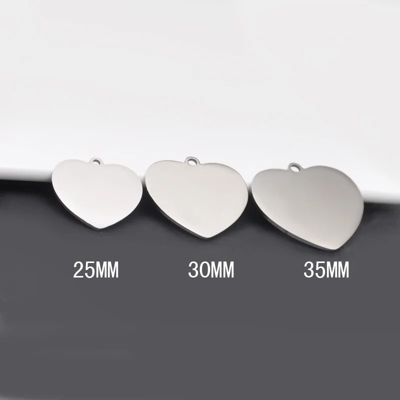 Подвески из нержавеющей стали в форме сердца 25-35 мм гладкие Пустые бирки для
