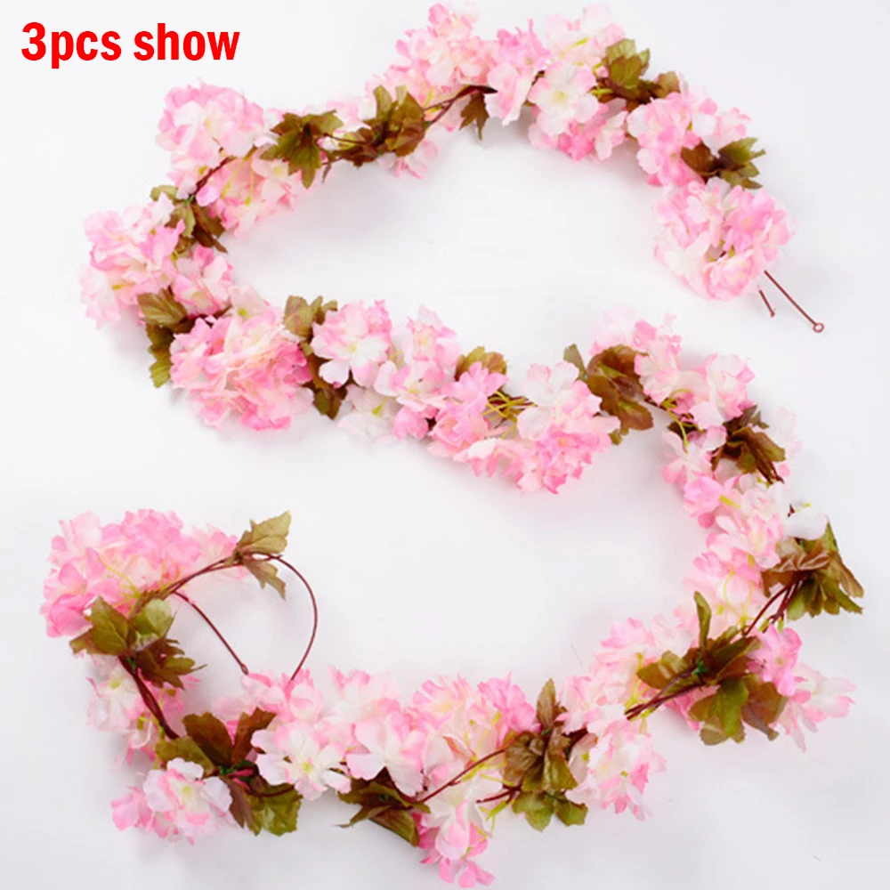 Высококачественные искусственные цветы Шелковый Цветок сакуры лоза Свадебный