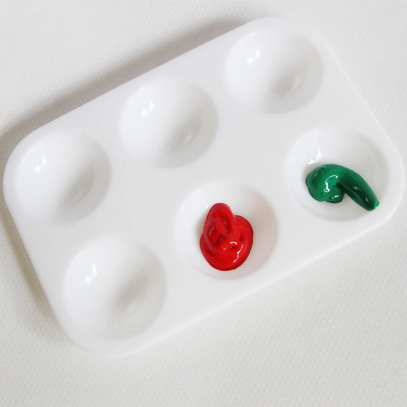 Белая прямоугольная 6 цветная палитра художественная DIY Краска гуашь акриловая