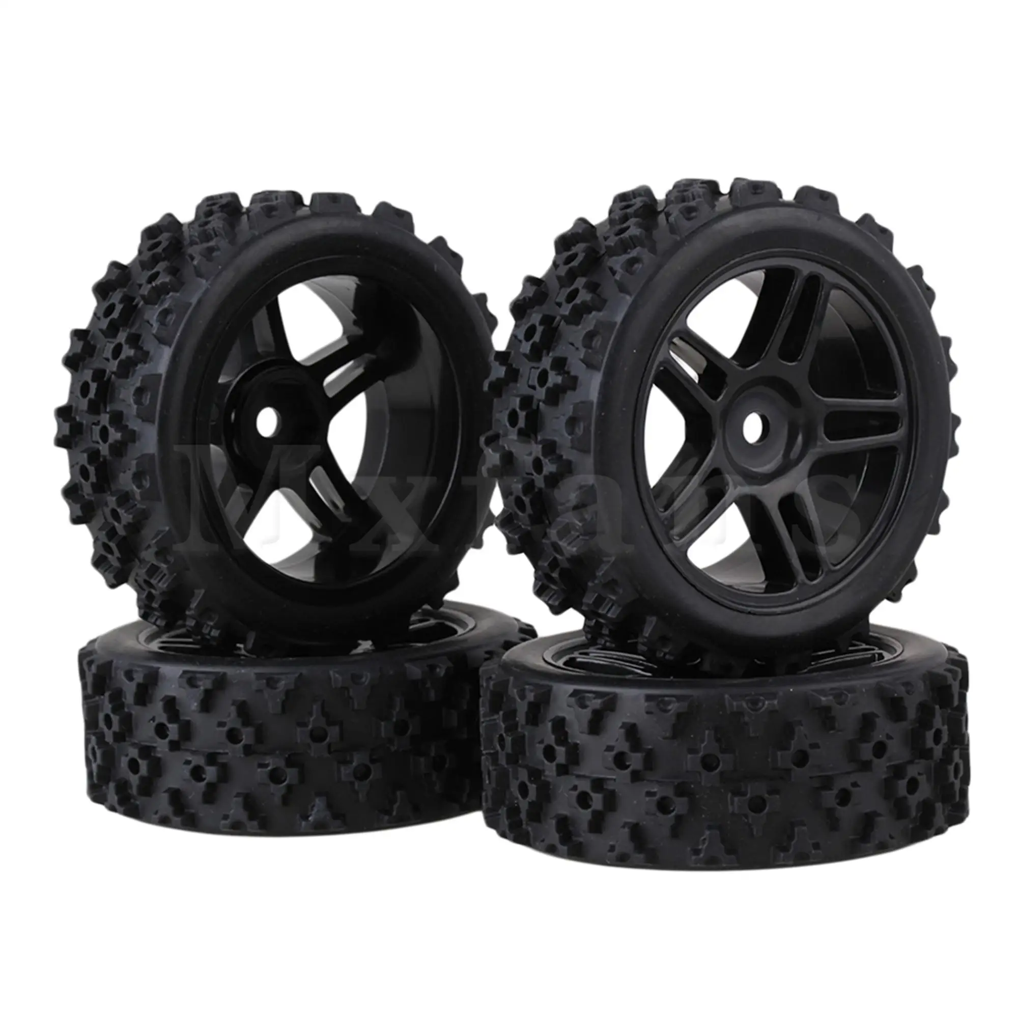 

4x Five-star Black Wheel Rim&Tension Tire Replacement for RC1:10 On-Road Car