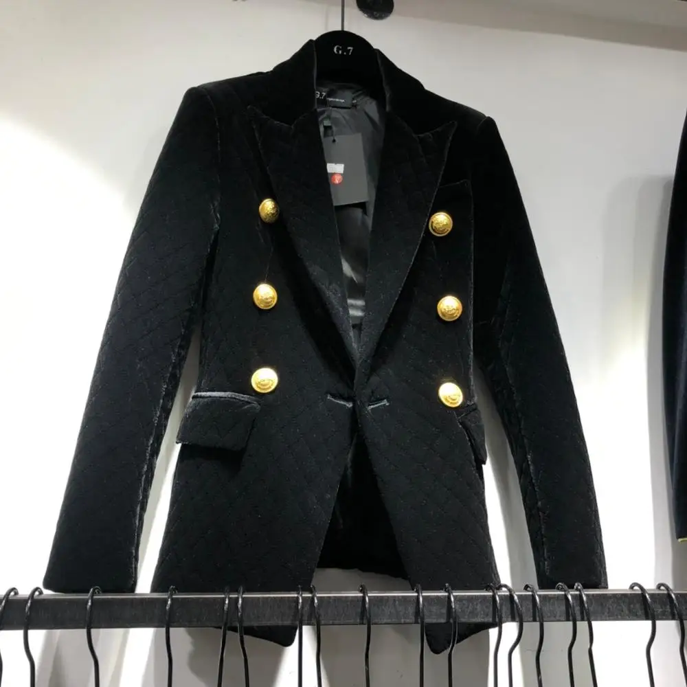 Новый бархатный блейзер женский двубортный облегающий офисный костюм с длинным