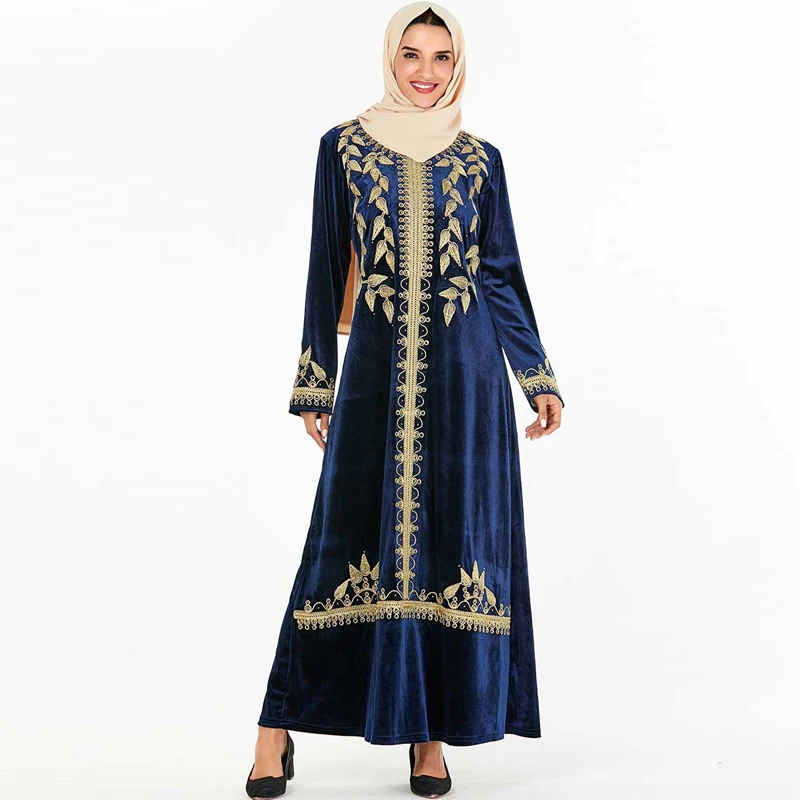 Зимнее бархатное платье abaya Турецкий Арабский мусульманский хиджаб Caftan Дубай Кафтан Марокко одеяние мусульмане Longue Tesettur платья