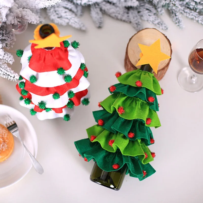 Новогодняя елка набор бутылок для вина шампанского чехол бутылки в форме дерева