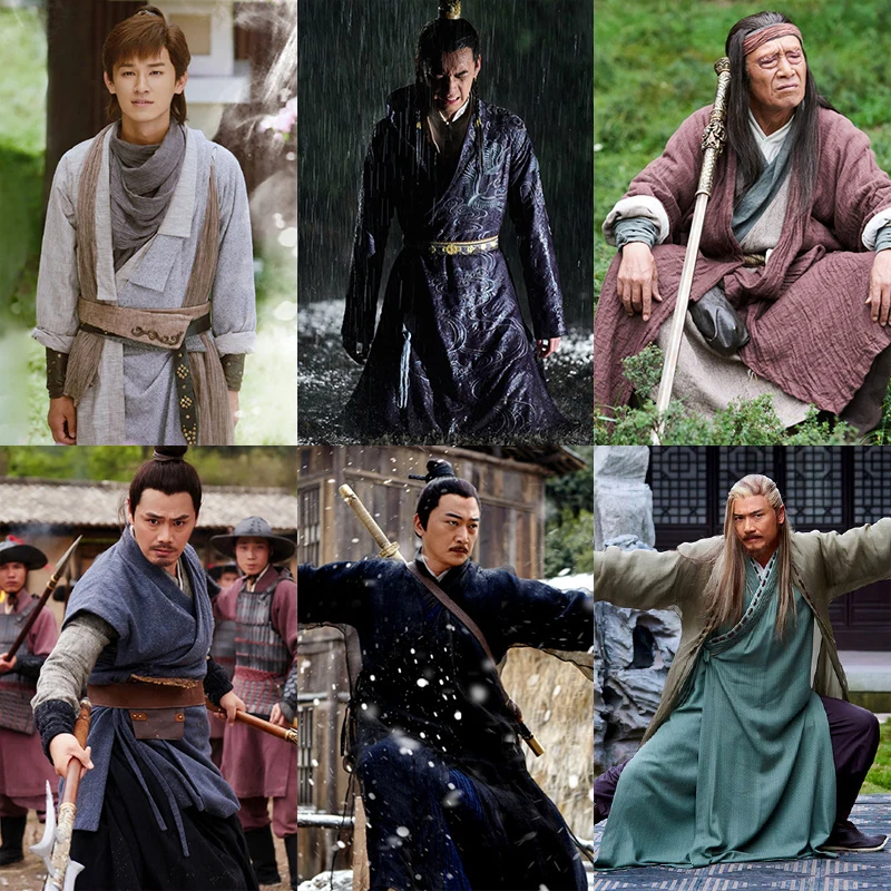 Восточное платье Hanfu Мужская льняная одежда kungfu древнее представление рыцарь