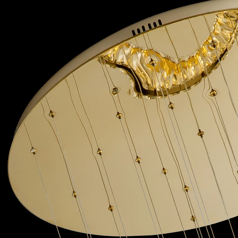 Современный хрустальный люстра YOULAIKE для лестницы длинной виллы, висящая на кольце, светодиодная кристальная лампа, большой декоративный светильник для дома.