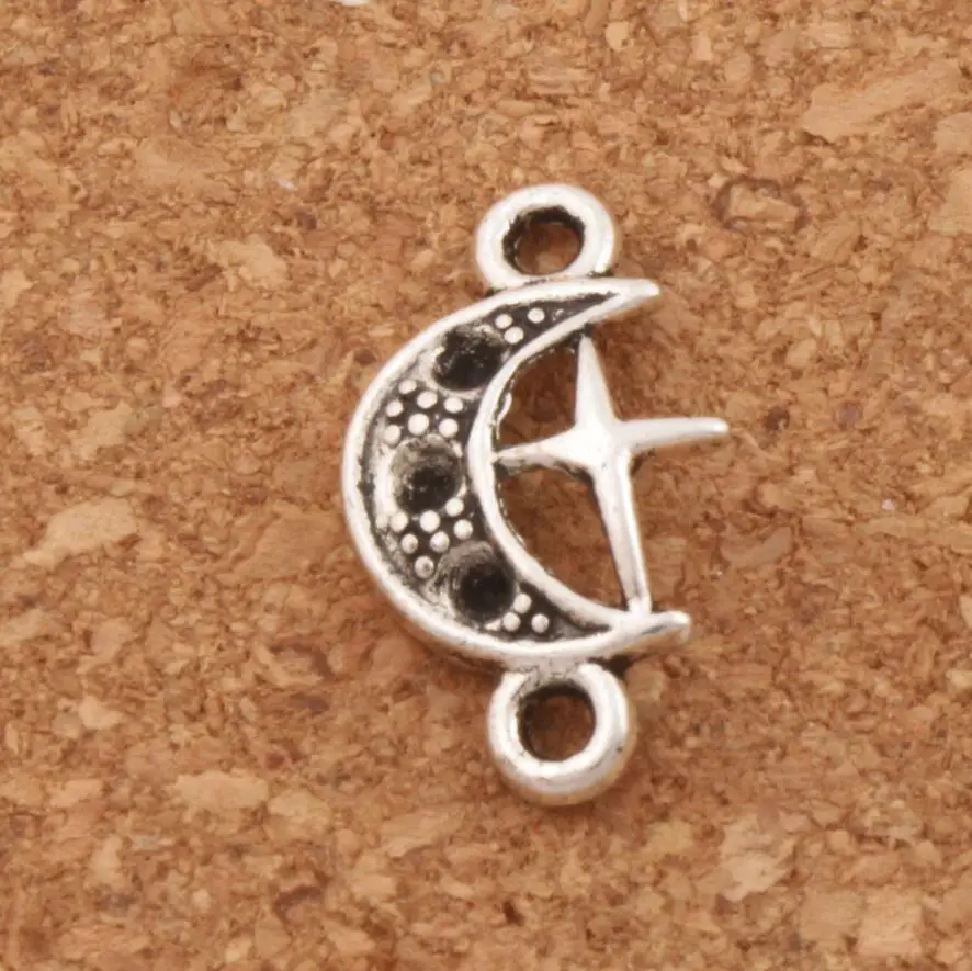 Moon Star Connector Spacer Charm Beads Tibetan Silver 18x10.3mm 400pcs Zinc Alloy Pendants Jewelry DIY L154