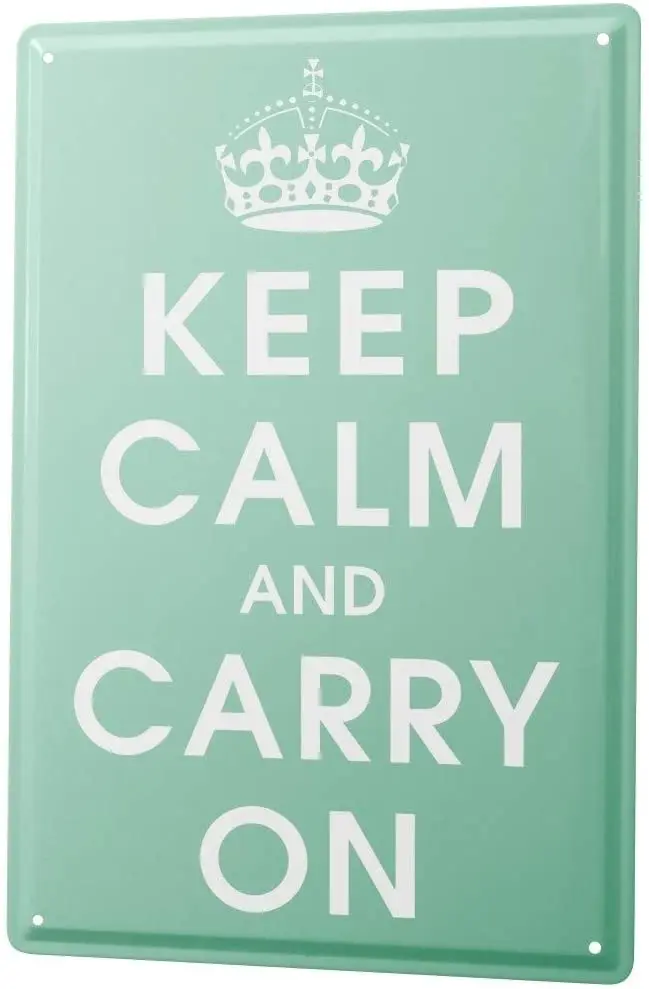 

Tin Sign Metal Plate Decorative Sign Home Decor Plaques Sayings Keep Calm and Carry on Crown Pastel Green Metal Plate 8X12