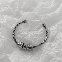 u magical retor weave love letter bangle for women girls creative design rotatable metallic open silver color bangle jewellery