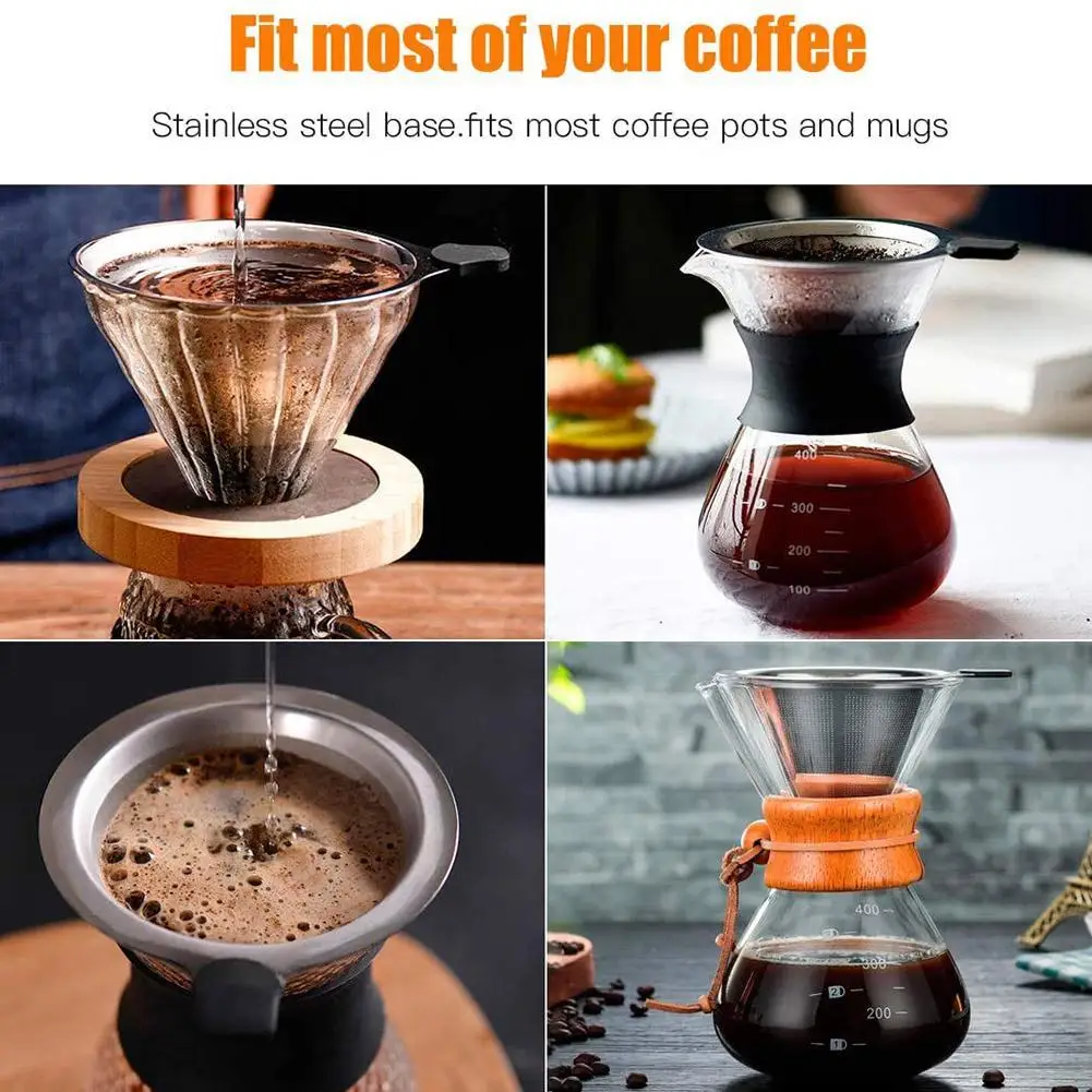 

New Drip Coffee Filter Reusable Steel Coffee Filter Tools Pot Filter Coffee Durable Coffee Supplie Funnel Kitchen Grid T3K4