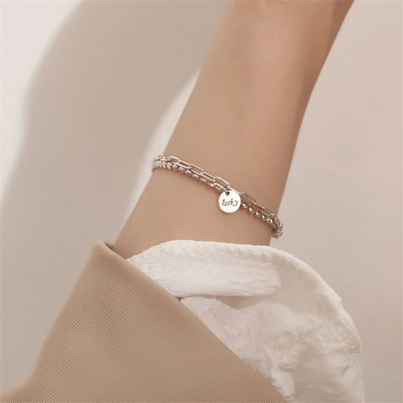 Оптовая продажа Прямая поставка двухслойные браслеты с буквами Lucky Bean женские
