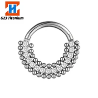1ps g23 titanium earrings nose septum hinged segment hoop zircon stone nose ring helix cartilage tragus body perforated jewelry