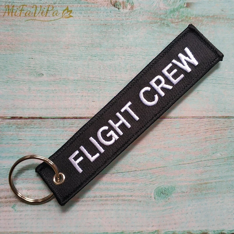 

MiFaViPa 2 PC Kiss Me Before Flight Keyring Flight Crew Keychain Fashion Trinket Embroidery Key Chain for Men Gift Black Keyring