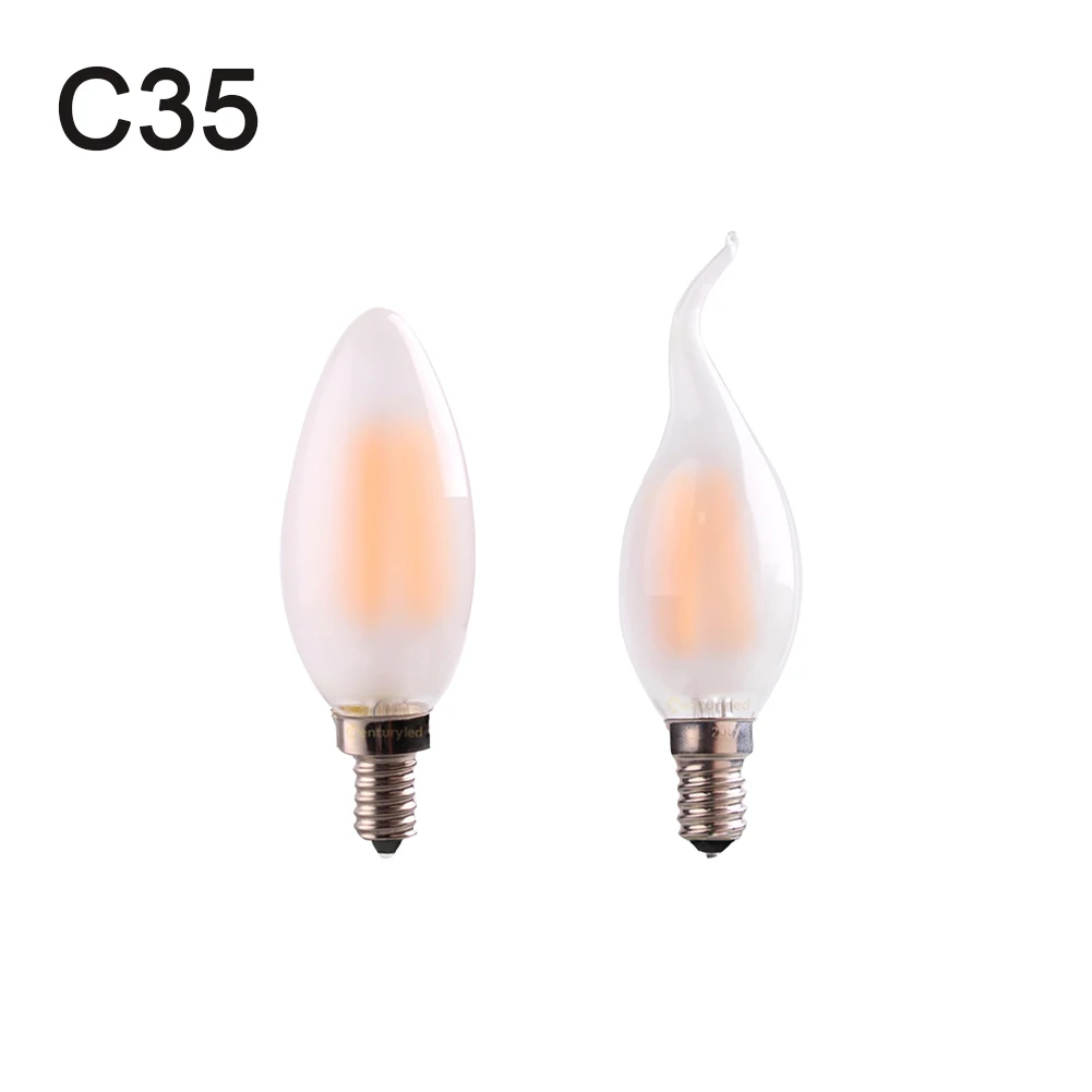 

E14 C35 Frosted Glass LED Filament Bulb 6W 4W Edison Led Candle Light 110V~240V Warm White 2700K Lamp IC Driver