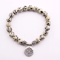 gvusmil new arrival design dalmatian natural stone bracelets mens wrist mala beads jewelry solar plexus bracelet
