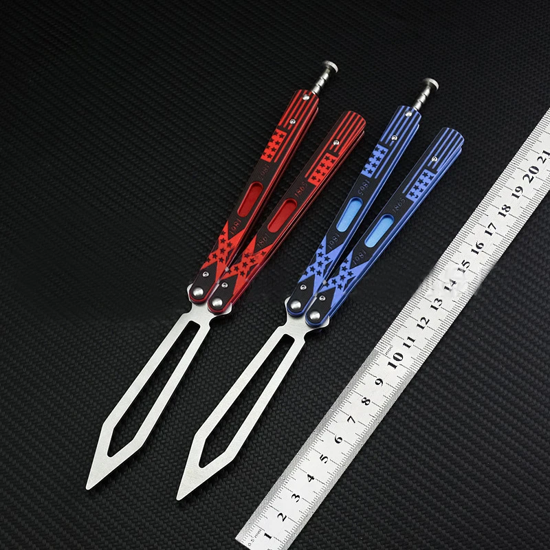 

Self Defense EDC Practice Fancy Folding Knife Steel Professional Novice Training Un-edged Butterfly Knife