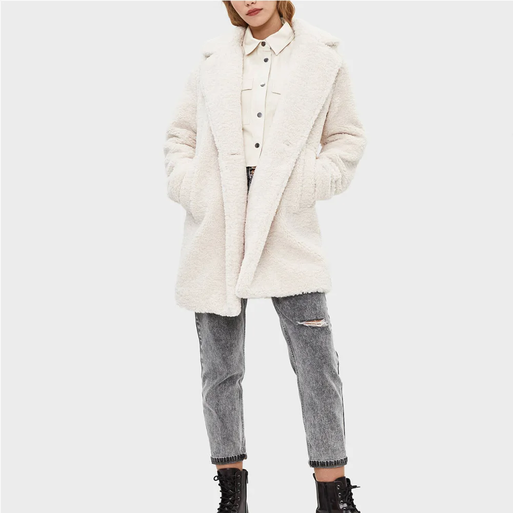 Germinate Faux Fur Coat Women Winter Lapel Cardigan Snow Thick Warm Natural Furry Teddy Plush Long Parka Jackets Overcoat Female