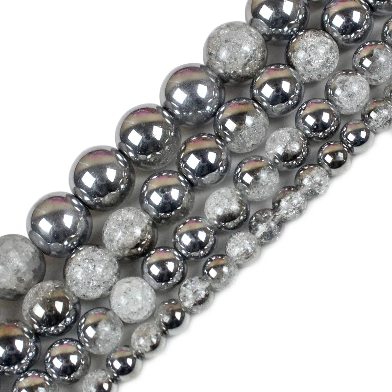 Белый снег треснувший хрустальный камень с односторонним покрытием Серебристые