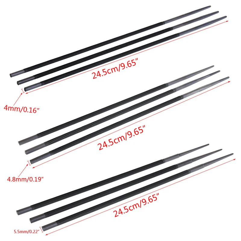 

3x Pro 4.8 mm Round Chainsaw Saw Chain Files Filing Sharpener For Woodwork