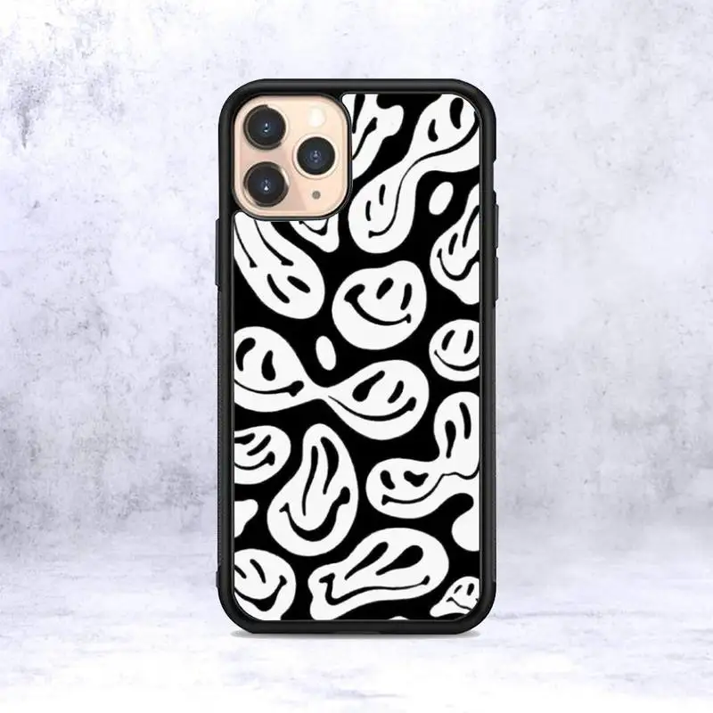 White trippy smiley face Phone Case for iPhone 12 mini 11 pro XS Max X XR 6 7 8 plus SE20 High quality TPU silicon cover