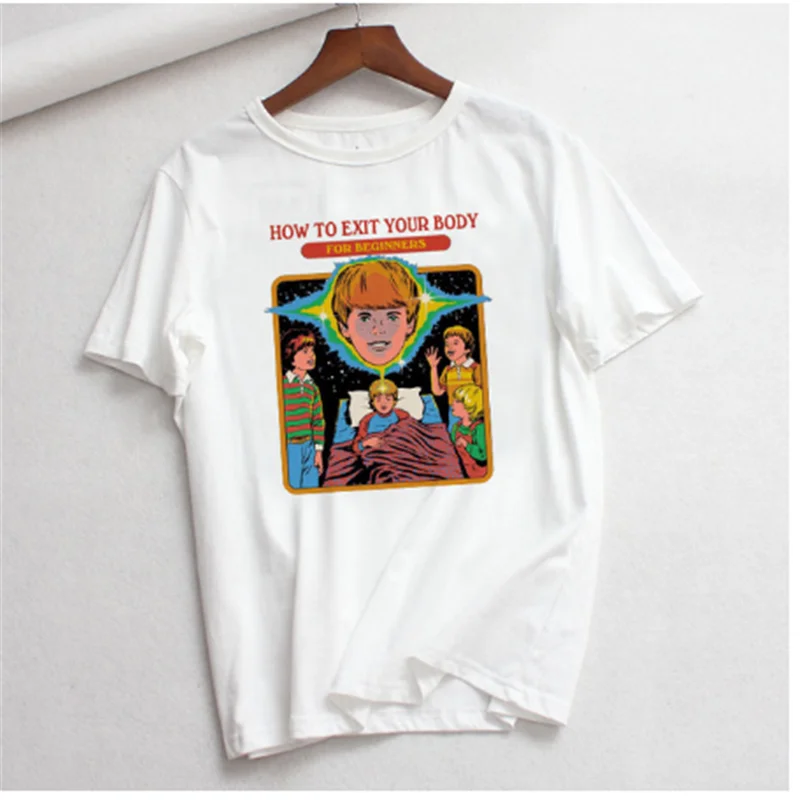 

Voodoo Ceremony Funny Demon Top Short Sleeve Casual Harajuku Loose Ladies T-shirt AOWOF Ladies White T-shirt