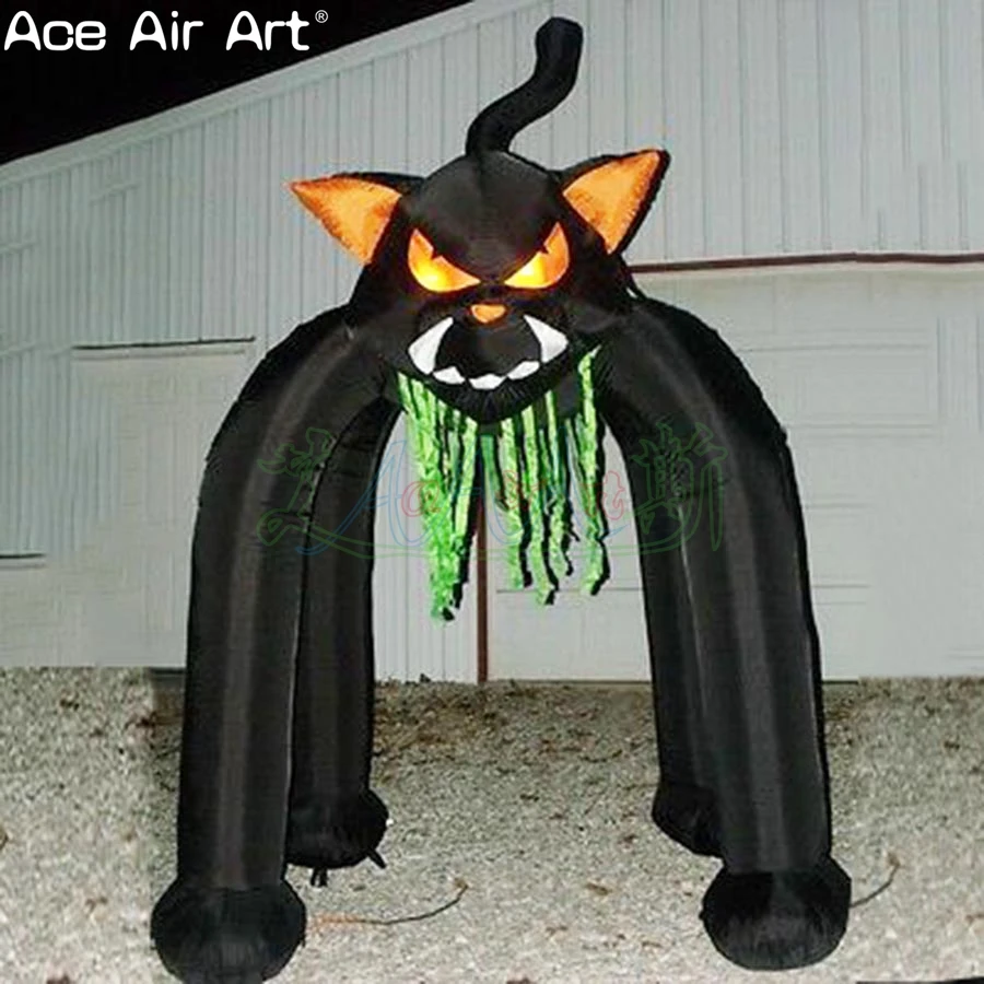 

Personalized Outdoor Halloween Inflatable Arch Scary Black Cat With Four Legs Entrance Archway For Holiday Courtyard Decor
