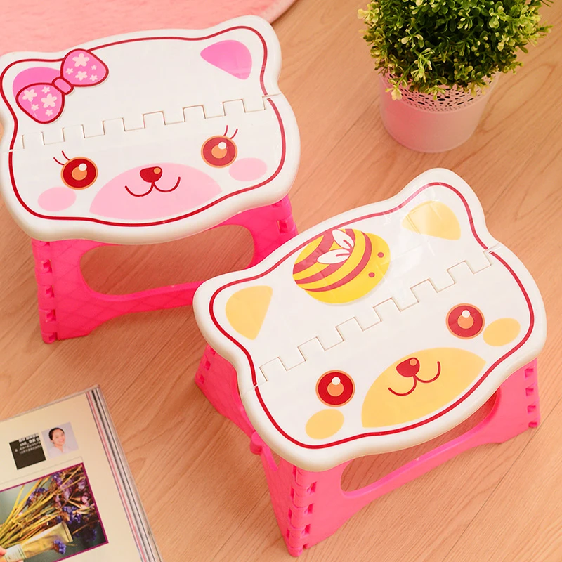 

Children's Thickened Plastic Folding Small Bench Portable Creative Portable Small Stool Cartoon Baby Stool Home Adult Low Stool
