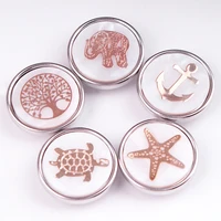 md706 shell golden tree of life elephant turtle unicorn cat dog cross love 18mm snap button very good quality