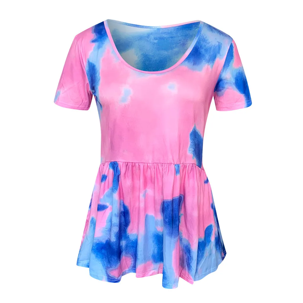 

Tie-dye Printed T-Shirt Plus Size Women Short Sleeve Tops O-Neck Tee Summer Harajuku Funny Ladies Camisetas Verano Mujer 2021