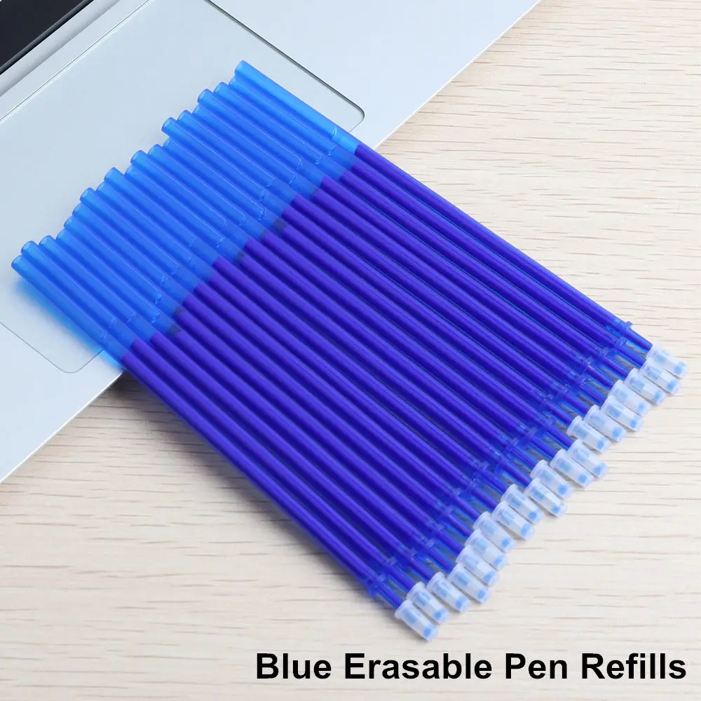 20PCS Blue Refill Набор стираемых ручек 20 шт, сменные чернила черного и синего цвета для гелевой ручки длиной 12,9 см, пишущие ручки 0,5 мм для офиса и школы, волшебные заправки - Цвет: 20PCS Blue Refill