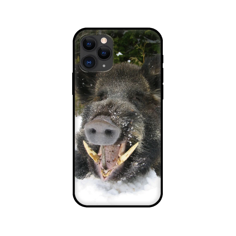 black tpu case for iphone 5 5s se 2020 6 6s 7 8 plus x 10 xr xs 11 12 mini pro max back cover wild boar free global shipping