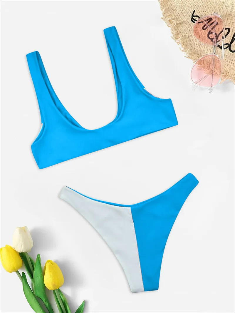 Pocket Girl 2021 Patchwork Bathing Suit Bulk Bikini Set Push Up Bathing Suit Female Summer Beach Wear Sexy Low Waist Swimwear