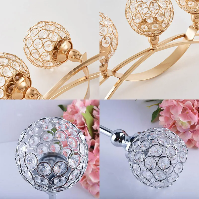 Романтический свадебный подсвечник золотистые металлические пустотелые