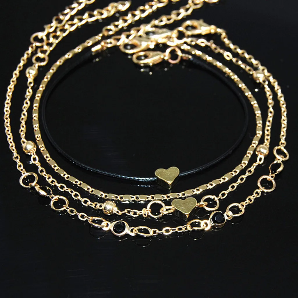 Женский золотистый браслет на лодыжку ногу с регулируемой цепочкой Пляжная