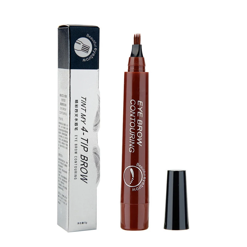 

5 Colors Eyebrow Pen Waterproof 4 Fork Tip Eyebrow Tattoo Pencil Long Lasting Natural Dark Brown Liquid Eye Brow Pencil TSLM1
