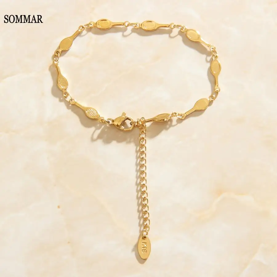 Женские браслеты из нержавеющей стали SOMMAR золотистые длина 16 см 5 геометрические