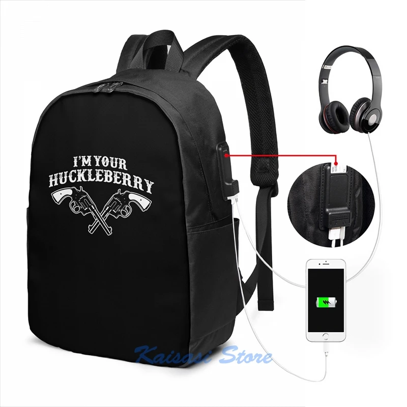 Рубашка I'm Your Huckleberry рюкзак в западном стиле с USB-зарядкой мужские школьные
