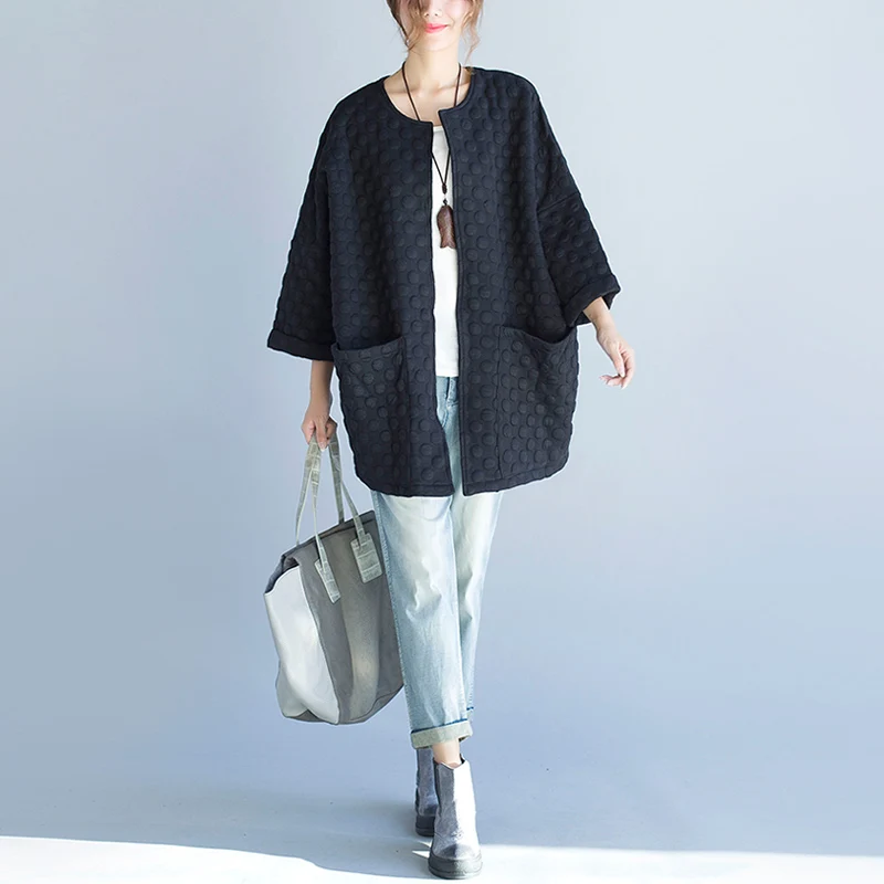 Плюс Размер Женская куртка базовое хлопковое пальто весна o-образным вырезом в