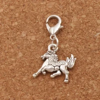 100pcs coin horse clasp european lobster trigger clip on charm beads 14x27 5mm c075