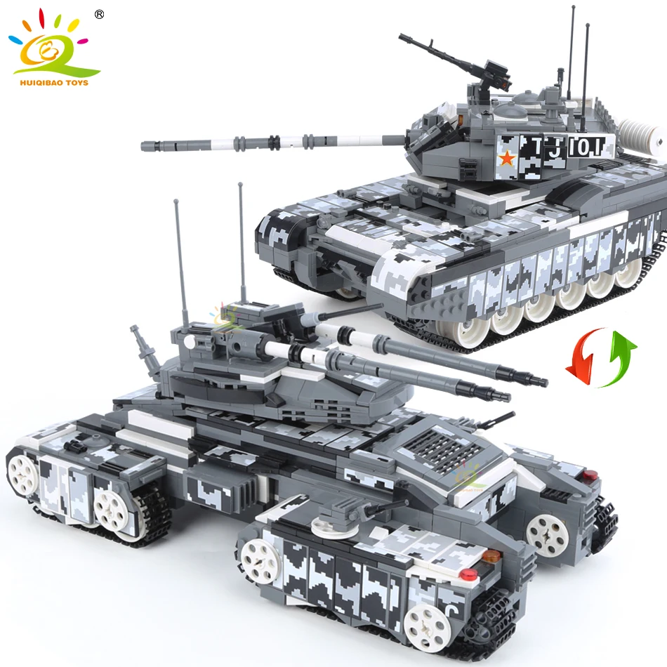 

HUIQIBAO 1640pcs Military 99A Battle Tank Armored Vehicle Building Blocks WW2 Weapon Soldiers Figures City Chariot Bricks Toys