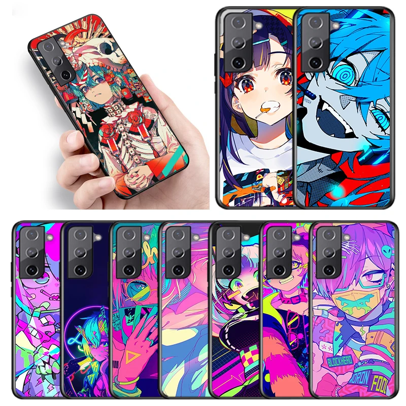 

Neon Oni Girl Anime For Samsung Galaxy S10E S10 S22 S21 S20 FE Ultra Pro Lite 5G S9 S8 S7 S6 Edge Plus Black Phone Case