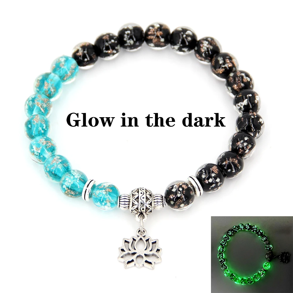 Светящийся в темноте браслет для женщин светящийся эластичный с подвеской виде