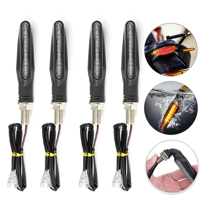 

4PCS Universal LED Motorcycle Turn Signal Light 12v IP68 Waterproof Amber Flasher Indicator Blinker Rear Lights Lamp Accessories