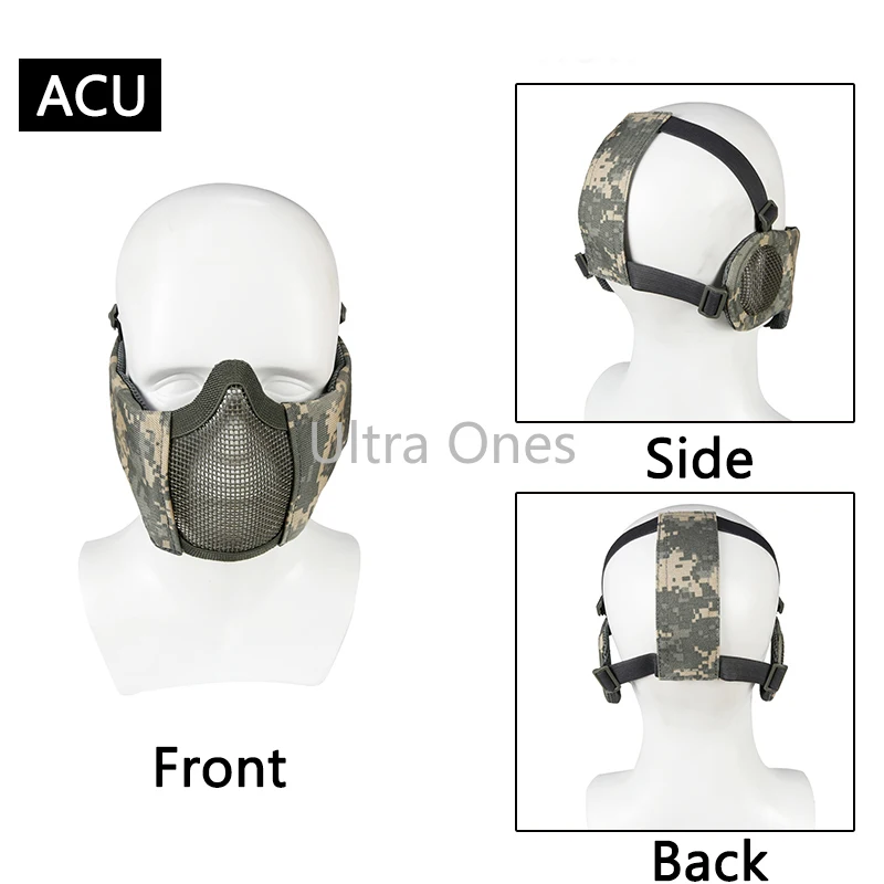 Военная Тактическая Маска Airsoftsports, маска из металлической сетки для охоты, пейнтбола, стрельбы, уличная маска на половину лица, боевые армей... от AliExpress WW