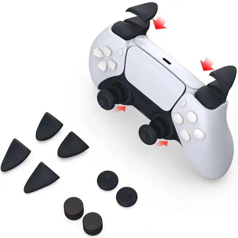

Thumb Stick Grip Keycaps Joystick Cover 8 in 1, L2 R2 Buttons Trigger Extenders Thumbstick Grips Cap for PS5 Controller