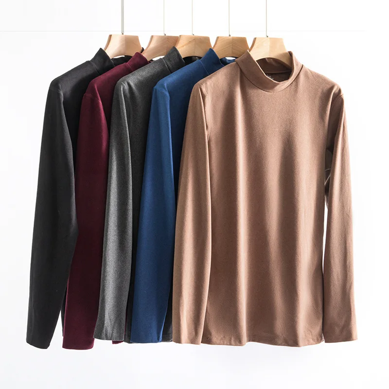 

Men Solid colour Half high collar slim elastic thin pullover men Spring Autumn turtleneck men knitting winter sweater pullover